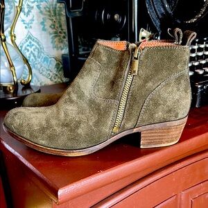 Lucky Brand Olive Suede Ankle Boots